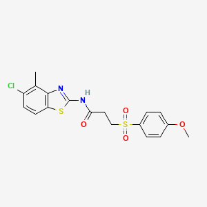 molecular formula C18H17ClN2O4S2 B2390326 N-(5-氯-4-甲基苯并[d]噻唑-2-基)-3-((4-甲氧基苯基)磺酰基)丙酰胺 CAS No. 941902-35-8