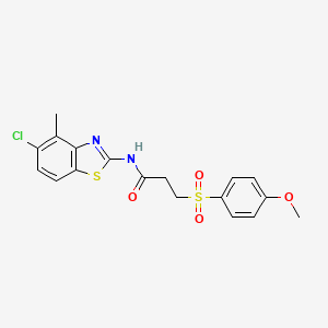 molecular formula C18H17ClN2O4S2 B2390326 N-(5-cloro-4-metilbenzo[d]tiazol-2-il)-3-((4-metoxifenil)sulfonil)propanamida CAS No. 941902-35-8