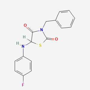 molecular formula C16H13FN2O2S B2390330 3-苄基-5-(4-氟苯胺基)-1,3-噻唑烷-2,4-二酮 CAS No. 1093404-31-9