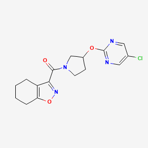 molecular formula C16H17ClN4O3 B2390335 (3-((5-Chloropyrimidin-2-yl)oxy)pyrrolidin-1-yl)(4,5,6,7-tetrahydrobenzo[d]isoxazol-3-yl)methanone CAS No. 2034428-75-4