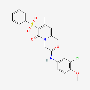 molecular formula C22H21ClN2O5S B2390336 N-(3-氯-4-甲氧基苯基)-2-[4,6-二甲基-2-氧代-3-(苯磺酰基)吡啶-1(2H)-基]乙酰胺 CAS No. 946216-58-6