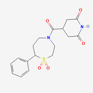 molecular formula C17H20N2O5S B2390343 4-(1,1-Dioxido-7-phenyl-1,4-thiazepane-4-carbonyl)piperidine-2,6-dione CAS No. 2034382-56-2