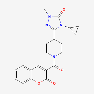 molecular formula C21H22N4O4 B2390345 4-环丙基-1-甲基-3-(1-(2-氧代-2H-色烯-3-羰基)哌啶-4-基)-1H-1,2,4-三唑-5(4H)-酮 CAS No. 1797846-67-3
