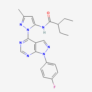 molecular formula C21H22FN7O B2390354 2-ethyl-N-(1-(1-(4-fluorophenyl)-1H-pyrazolo[3,4-d]pyrimidin-4-yl)-3-methyl-1H-pyrazol-5-yl)butanamide CAS No. 1007084-22-1