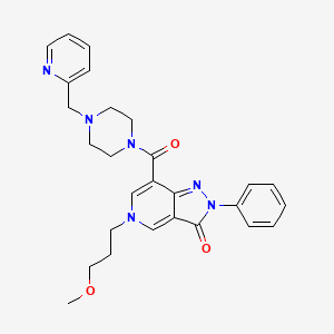 molecular formula C27H30N6O3 B2390363 5-(3-methoxypropyl)-2-phenyl-7-(4-(pyridin-2-ylmethyl)piperazine-1-carbonyl)-2H-pyrazolo[4,3-c]pyridin-3(5H)-one CAS No. 1040650-53-0