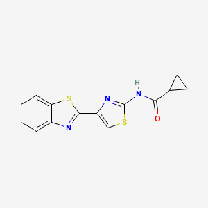 molecular formula C14H11N3OS2 B2390364 N-[4-(1,3-苯并噻唑-2-基)-1,3-噻唑-2-基]环丙基甲酰胺 CAS No. 477326-81-1