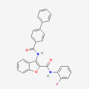 molecular formula C28H19FN2O3 B2390376 3-([1,1'-biphenyl]-4-ylcarboxamido)-N-(2-fluorophenyl)benzofuran-2-carboxamide CAS No. 887877-08-9