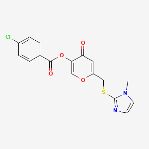 6-(((1-methyl-1H-imidazol-2-yl)thio)methyl)-4-oxo-4H-pyran-3-yl 4-chlorobenzoate