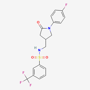 N-((1-(4-fluorophenyl)-5-oxopyrrolidin-3-yl)methyl)-3-(trifluoromethyl)benzenesulfonamide