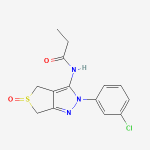 molecular formula C14H14ClN3O2S B2390388 N-(2-(3-chlorophenyl)-5-oxido-4,6-dihydro-2H-thieno[3,4-c]pyrazol-3-yl)propionamide CAS No. 1020453-15-9