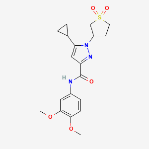 molecular formula C19H23N3O5S B2390396 5-环丙基-N-(3,4-二甲氧基苯基)-1-(1,1-二氧化四氢噻吩-3-基)-1H-吡唑-3-甲酰胺 CAS No. 1019096-28-6