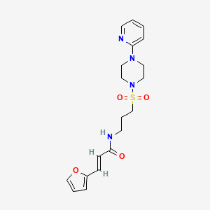 molecular formula C19H24N4O4S B2390397 (E)-3-(furan-2-yl)-N-(3-((4-(pyridin-2-yl)piperazin-1-yl)sulfonyl)propyl)acrylamide CAS No. 1021221-23-7