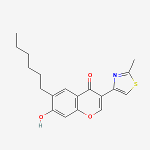 molecular formula C19H21NO3S B2390398 6-hexyl-7-hydroxy-3-(2-methylthiazol-4-yl)-4H-chromen-4-one CAS No. 80761-85-9