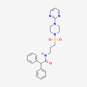 molecular formula C25H29N5O3S B2390401 2,2-diphenyl-N-(3-((4-(pyrimidin-2-yl)piperazin-1-yl)sulfonyl)propyl)acetamide CAS No. 1021221-68-0