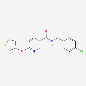 molecular formula C17H17ClN2O2S B2390407 N-(4-chlorobenzyl)-6-((tetrahydrothiophen-3-yl)oxy)nicotinamide CAS No. 2034619-61-7