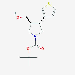 molecular formula C14H21NO3S B2390410 Tert-butyl (3S,4R)-3-(hydroxymethyl)-4-thiophen-3-ylpyrrolidine-1-carboxylate CAS No. 2089246-60-4