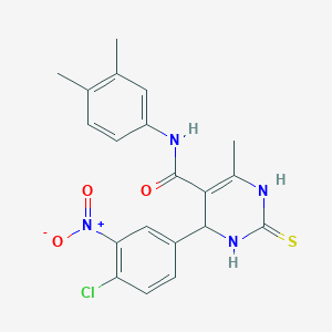 molecular formula C20H19ClN4O3S B2390411 4-(4-氯-3-硝基苯基)-N-(3,4-二甲基苯基)-6-甲基-2-硫代-1,2,3,4-四氢嘧啶-5-羧酰胺 CAS No. 941898-11-9