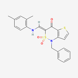molecular formula C22H20N2O3S2 B2390413 (3Z)-1-benzyl-3-{[(2,4-dimethylphenyl)amino]methylene}-1H-thieno[3,2-c][1,2]thiazin-4(3H)-one 2,2-dioxide CAS No. 894670-67-8