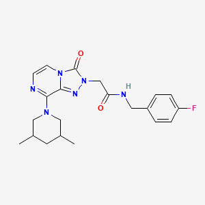 molecular formula C21H25FN6O2 B2390414 2-(8-(3,5-dimethylpiperidin-1-yl)-3-oxo-[1,2,4]triazolo[4,3-a]pyrazin-2(3H)-yl)-N-(4-fluorobenzyl)acetamide CAS No. 1251614-91-1