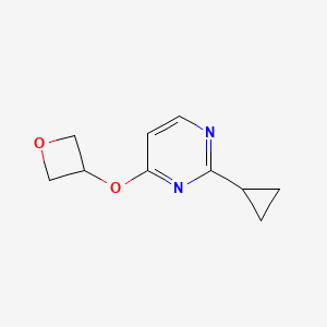 molecular formula C10H12N2O2 B2390420 2-环丙基-4-(氧杂环丁烷-3-氧基)嘧啶 CAS No. 2198300-90-0
