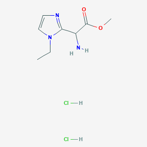 molecular formula C8H15Cl2N3O2 B2390421 Methyl 2-amino-2-(1-ethylimidazol-2-yl)acetate;dihydrochloride CAS No. 2551115-65-0