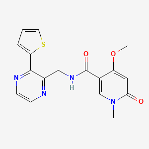 4-methoxy-1-methyl-6-oxo-N-((3-(thiophen-2-yl)pyrazin-2-yl)methyl)-1,6-dihydropyridine-3-carboxamide