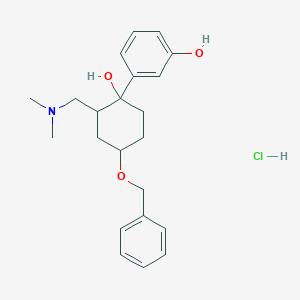 molecular formula C22H30ClNO3 B2390440 3-(4-(Benzyloxy)-2-((dimethylamino)methyl)-1-hydroxycyclohexyl)phenol hydrochloride CAS No. 1841081-56-8