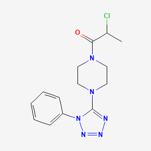 molecular formula C14H17ClN6O B2390443 2-Chloro-1-[4-(1-phenyltetrazol-5-yl)piperazin-1-yl]propan-1-one CAS No. 2411202-24-7