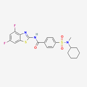 molecular formula C21H21F2N3O3S2 B2390449 4-[cyclohexyl(methyl)sulfamoyl]-N-(4,6-difluoro-1,3-benzothiazol-2-yl)benzamide CAS No. 905691-48-7