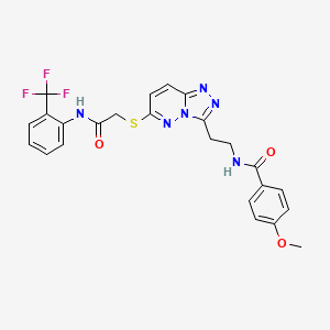 molecular formula C24H21F3N6O3S B2390451 4-Methoxy-N-(2-(6-((2-Oxo-2-((2-(Trifluormethyl)phenyl)amino)ethyl)thio)-[1,2,4]triazolo[4,3-b]pyridazin-3-yl)ethyl)benzamid CAS No. 872995-78-3