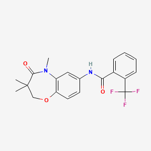 molecular formula C20H19F3N2O3 B2390462 2-(trifluoromethyl)-N-(3,3,5-trimethyl-4-oxo-2,3,4,5-tetrahydrobenzo[b][1,4]oxazepin-7-yl)benzamide CAS No. 921836-40-0