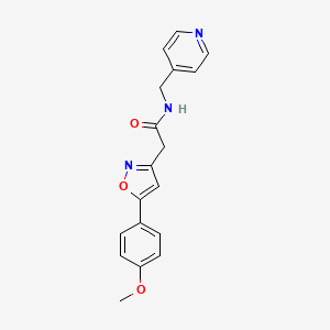 molecular formula C18H17N3O3 B2390471 2-(5-(4-methoxyphenyl)isoxazol-3-yl)-N-(pyridin-4-ylmethyl)acetamide CAS No. 952988-59-9