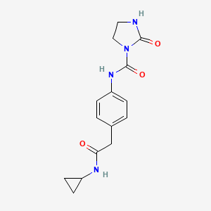molecular formula C15H18N4O3 B2390497 N-(4-(2-(cyclopropylamino)-2-oxoethyl)phenyl)-2-oxoimidazolidine-1-carboxamide CAS No. 2034243-80-4