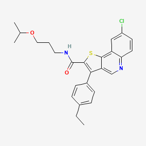 molecular formula C26H27ClN2O2S B2390498 8-chloro-3-(4-ethylphenyl)-N-(3-isopropoxypropyl)thieno[3,2-c]quinoline-2-carboxamide CAS No. 1223782-40-8