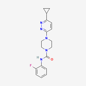 molecular formula C18H20FN5O B2390507 4-(6-cyclopropylpyridazin-3-yl)-N-(2-fluorophenyl)piperazine-1-carboxamide CAS No. 2034234-21-2