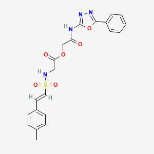 molecular formula C21H20N4O6S B2390518 [2-oxo-2-[(5-phenyl-1,3,4-oxadiazol-2-yl)amino]ethyl] 2-[[(E)-2-(4-methylphenyl)ethenyl]sulfonylamino]acetate CAS No. 876943-72-5
