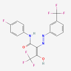 molecular formula C17H10F7N3O2 B2390529 (2E)-4,4,4-三氟-N-(4-氟苯基)-3-氧代-2-{2-[3-(三氟甲基)苯基]肼-1-亚基}丁酰胺 CAS No. 866131-00-2