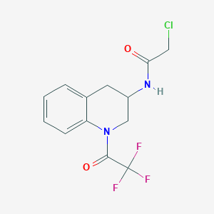 molecular formula C13H12ClF3N2O2 B2390530 2-Chloro-N-[1-(2,2,2-trifluoroacetyl)-3,4-dihydro-2H-quinolin-3-yl]acetamide CAS No. 2411250-27-4