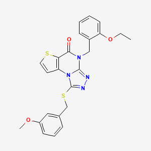 molecular formula C24H22N4O3S2 B2390537 4-(2-ethoxybenzyl)-1-((3-methoxybenzyl)thio)thieno[2,3-e][1,2,4]triazolo[4,3-a]pyrimidin-5(4H)-one CAS No. 1189645-58-6