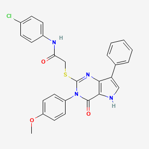 molecular formula C27H21ClN4O3S B2390546 N-(4-氯苯基)-2-((3-(4-甲氧基苯基)-4-氧代-7-苯基-4,5-二氢-3H-吡咯并[3,2-d]嘧啶-2-基)硫代)乙酰胺 CAS No. 2034584-12-6
