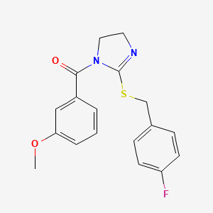 (2-((4-fluorobenzyl)thio)-4,5-dihydro-1H-imidazol-1-yl)(3-methoxyphenyl)methanone