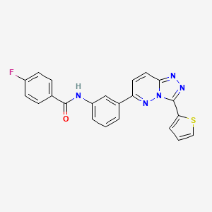 molecular formula C22H14FN5OS B2390573 4-fluoro-N-(3-(3-(thiophen-2-yl)-[1,2,4]triazolo[4,3-b]pyridazin-6-yl)phenyl)benzamide CAS No. 891124-21-3