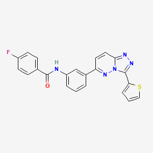 molecular formula C22H14FN5OS B2390573 4-氟-N-(3-(3-(噻吩-2-基)-[1,2,4]三唑并[4,3-b]哒嗪-6-基)苯基)苯甲酰胺 CAS No. 891124-21-3