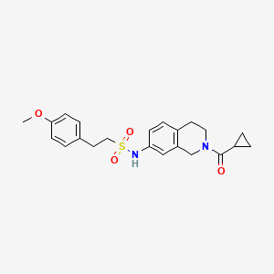 molecular formula C22H26N2O4S B2390578 N-(2-(环丙烷羰基)-1,2,3,4-四氢异喹啉-7-基)-2-(4-甲氧基苯基)乙磺酰胺 CAS No. 955716-57-1