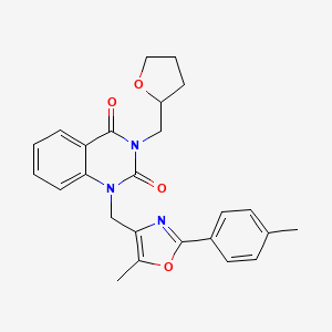 1-((5-methyl-2-(p-tolyl)oxazol-4-yl)methyl)-3-((tetrahydrofuran-2-yl)methyl)quinazoline-2,4(1H,3H)-dione