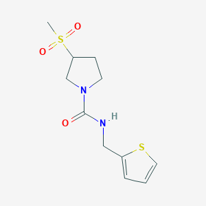 molecular formula C11H16N2O3S2 B2390585 3-(methylsulfonyl)-N-(thiophen-2-ylmethyl)pyrrolidine-1-carboxamide CAS No. 1448029-60-4