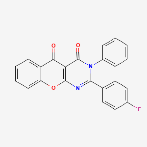 molecular formula C23H13FN2O3 B2390587 2-(4-氟苯基)-3-苯基-3H-色烯并[2,3-d]嘧啶-4,5-二酮 CAS No. 883953-98-8