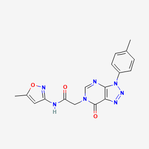 molecular formula C17H15N7O3 B2390588 N-(5-methylisoxazol-3-yl)-2-(7-oxo-3-(p-tolyl)-3H-[1,2,3]triazolo[4,5-d]pyrimidin-6(7H)-yl)acetamide CAS No. 863019-26-5