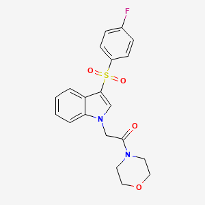 molecular formula C20H19FN2O4S B2390596 2-(3-((4-fluorophenyl)sulfonyl)-1H-indol-1-yl)-1-morpholinoethanone CAS No. 946246-47-5