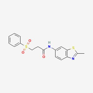 molecular formula C17H16N2O3S2 B2390600 3-(苯磺酰基)-N-(2-甲基-1,3-苯并噻唑-6-基)丙酰胺 CAS No. 868675-69-8